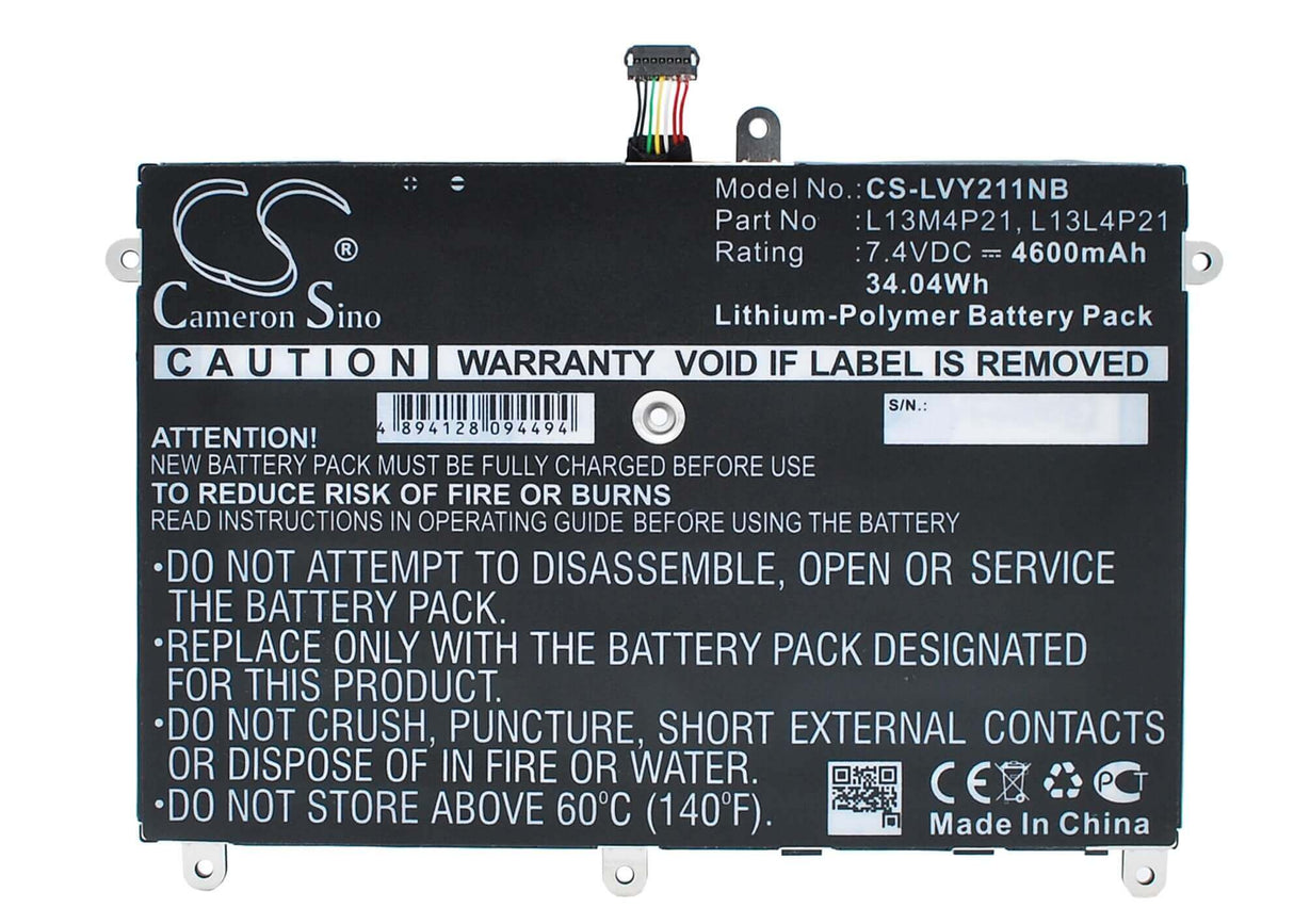 Black Battery For Lenovo Yoga 2 11, Yoga 2 11 11.6", Yoga 2 11-59417913 7.4v, 4600mah - 34.04wh Notebook, Laptop Cameron Sino Technology Limited