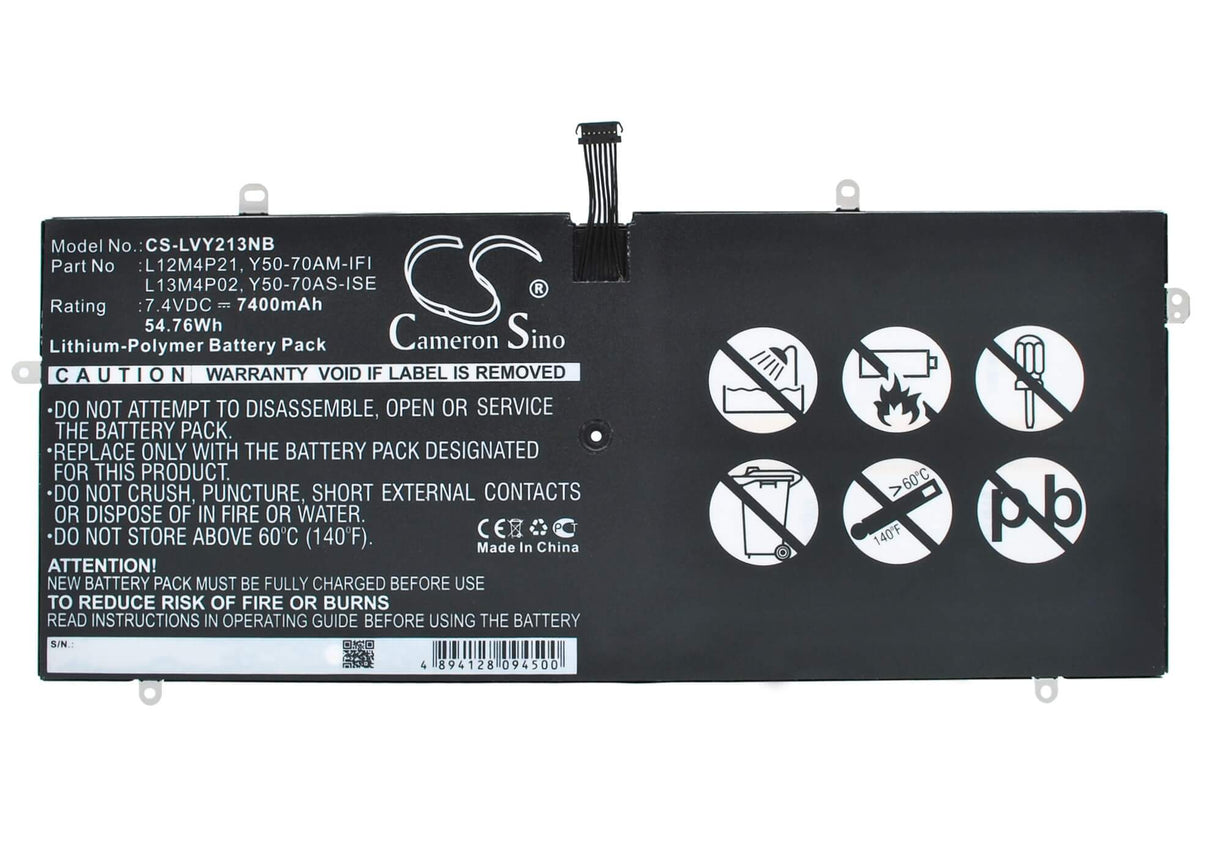 Black Battery For Lenovo Yoga 2 Pro Ultrabook, Yoga 2 Ultrabook, Yoga 2 Pro 13.3" 7.4v, 7400mah - 54.76wh Notebook, Laptop Cameron Sino Technology Limited