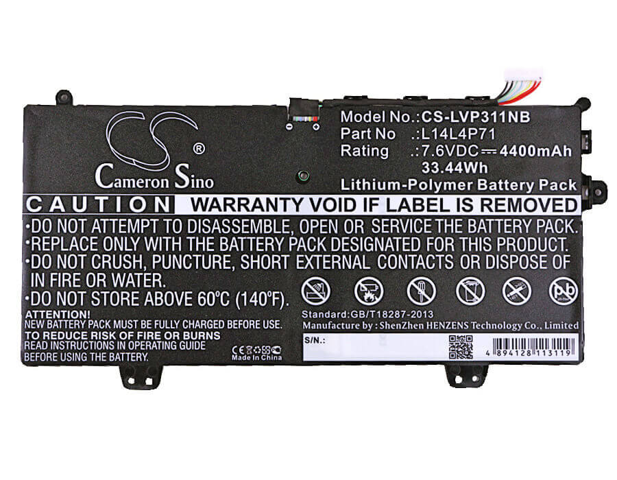 Black Battery For Lenovo Yoga 3 Pro 11, 80j80021us, Yoga 3 11-5y10 7.6v, 4400mah - 33.44wh Notebook, Laptop Cameron Sino Technology Limited