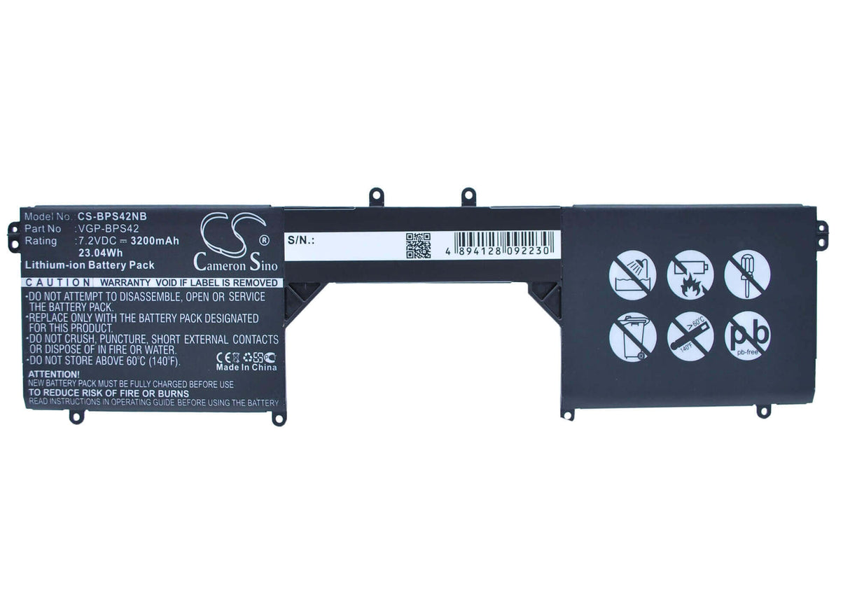 Black Battery For Sony Vaio Fit 11a, Svf11n18cw, Svf11n14scp 7.20v, 3200mah - 23.04wh Notebook, Laptop Cameron Sino Technology Limited