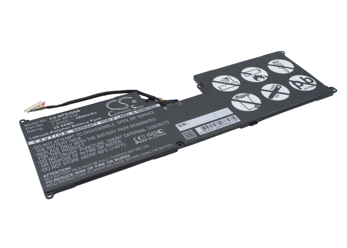 Black Battery For Sony Vaio Tap 11, Svt11215cw, Svt11215cgb/w 7.5v, 3860mah - 28.95wh Notebook, Laptop Cameron Sino Technology Limited