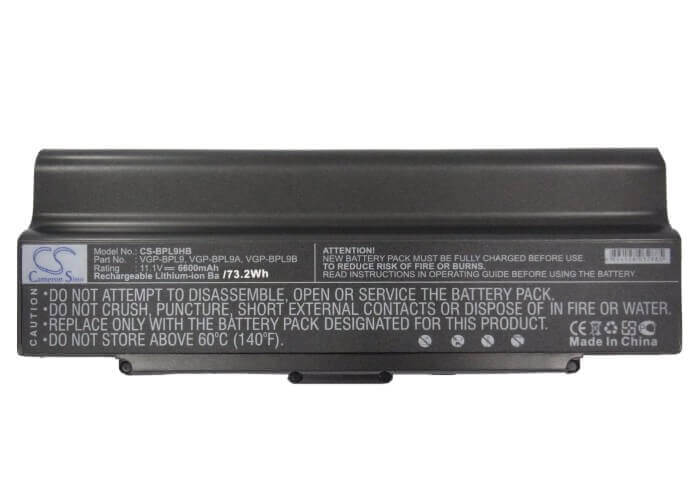 Black Battery For Sony Vaio Vgn-ar41e, Vaio Vgn-ar41l, Vaio Vgn-ar41m 11.1v, 6600mah - 73.26wh Notebook, Laptop Cameron Sino Technology Limited