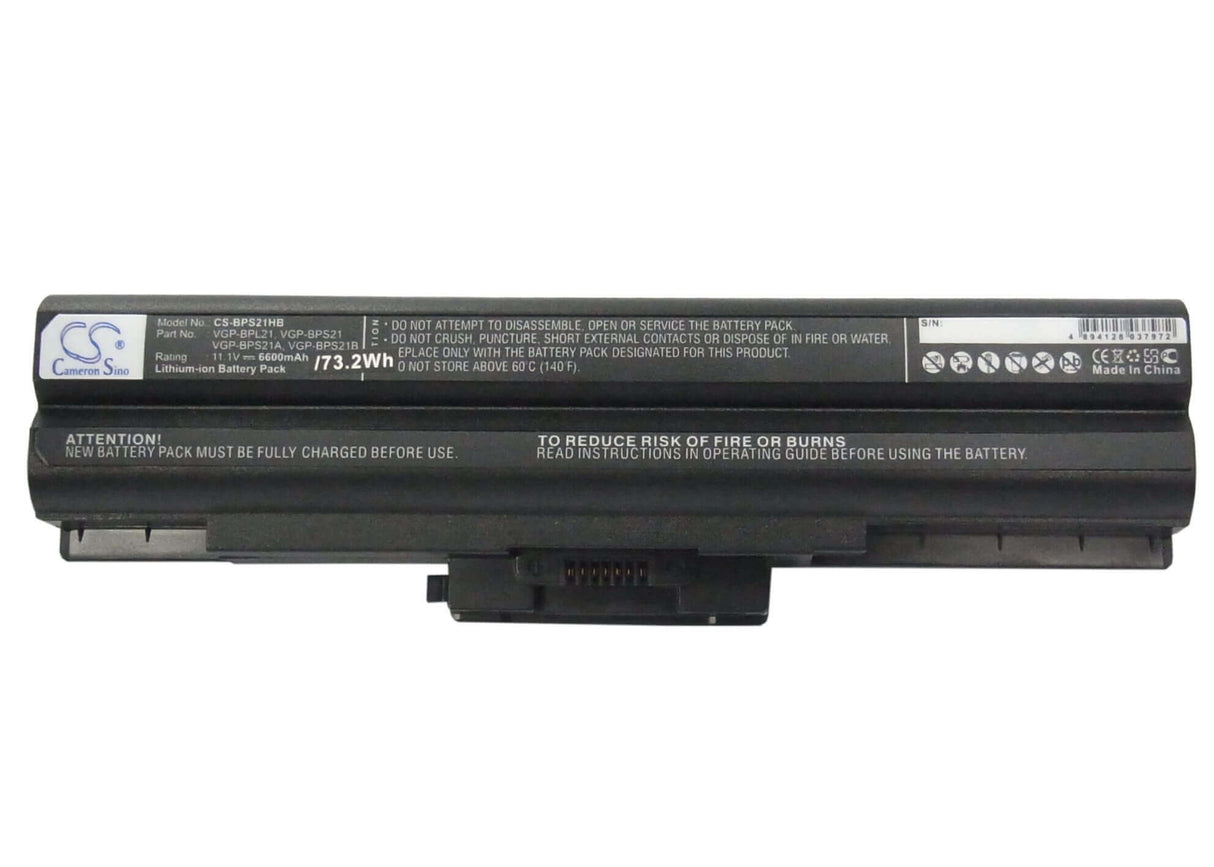 Black Battery For Sony Vaio Vgn-aw41jf, Vaio Vgn-aw41mf, Vaio Vgn-aw41xh 11.1v, 6600mah - 73.26wh Notebook, Laptop Cameron Sino Technology Limited