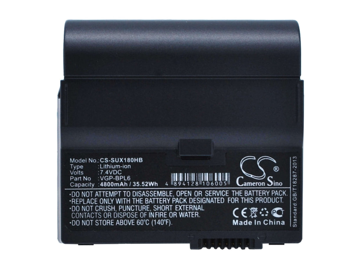 Black Battery For Sony Vaio Vgn-ux17gp, Vaio Vgn-ux17tp, Vaio Vgn-ux180p 7.4v, 4800mah - 35.52wh Notebook, Laptop Cameron Sino Technology Limited (Suspended)
