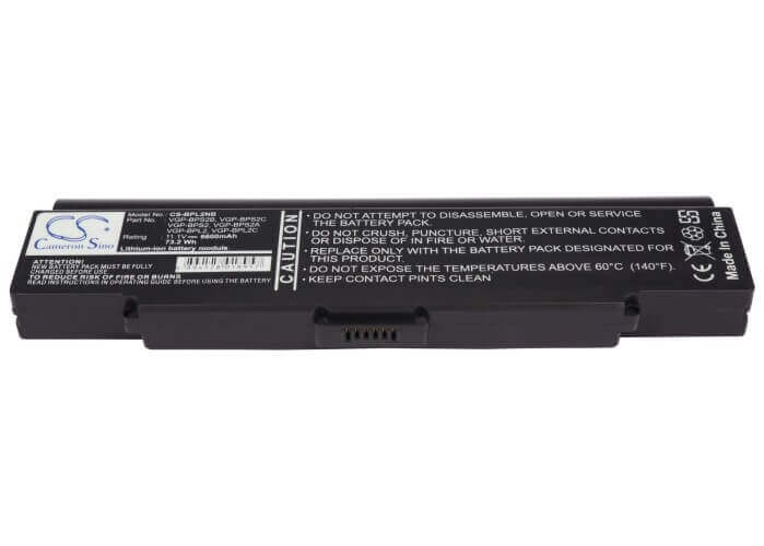 Black Battery For Sony Vgn-ar390e, Vaio Vgn-fe590, Vaio Vgn-c291nw/ G 11.1v, 6600mah - 73.26wh Notebook, Laptop Cameron Sino Technology Limited