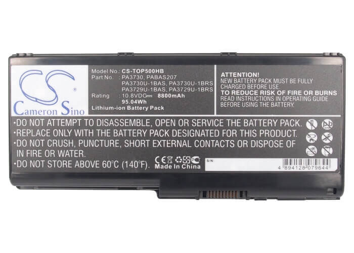 Batterie noire pour Toshiba Dynabook Qosmio Gxw/70lw, Qosmio 90lw, Qosmio 97k 10.8v, 8800mah - 95.04wh Notebook, Laptop Cameron Sino Technology Limited