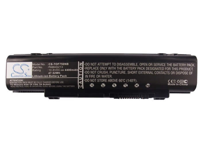 Black Battery For Toshiba Dynabook Qosmio T750, Dynabook Qosmio T750/t8b 10.8v, 4400mah - 47.52wh Notebook, Laptop Cameron Sino Technology Limited