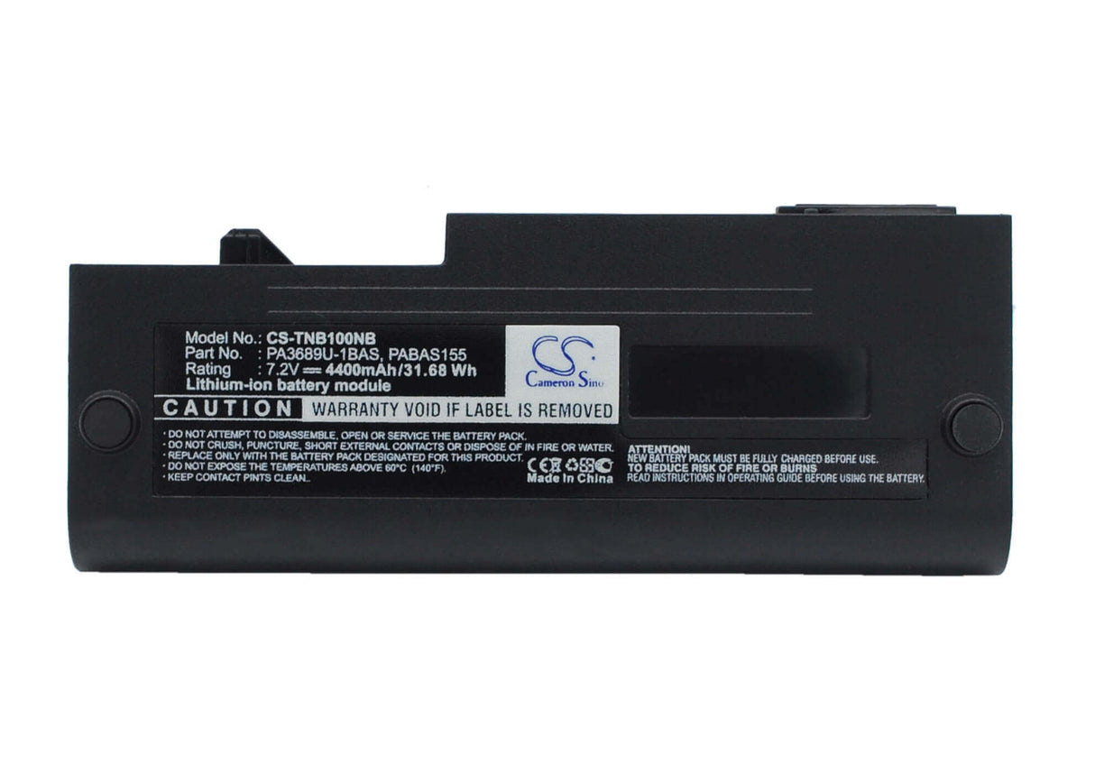 Black Battery For Toshiba Netbook Nb100, Netbook Nb100-01g, Netbook Nb100-111 7.2v, 4400mah - 31.68wh Notebook, Laptop Cameron Sino Technology Limited