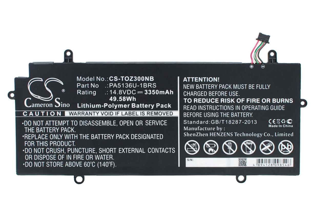 Black Battery For Toshiba Portege Z30, Portege Z30-a-12u, Portege Z30-a-m5s 14.8v, 3350mah - 49.58wh Notebook, Laptop Cameron Sino Technology Limited