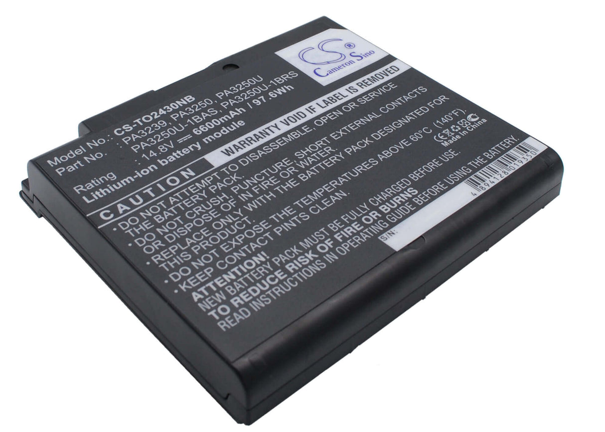 Black Battery For Toshiba Satellite 2430, Satellite 2430-101, Satellite 2430-201 14.8v, 6600mah - 97.68wh Notebook, Laptop Cameron Sino Technology Limited (Suspended)