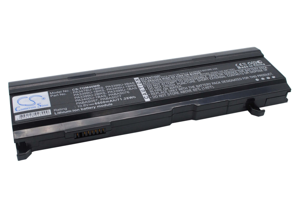 Black Battery For Toshiba Satellite A80-116, Satellite M40-307, Tecra A3-188 10.8v, 6600mah - 71.28wh Notebook, Laptop Cameron Sino Technology Limited