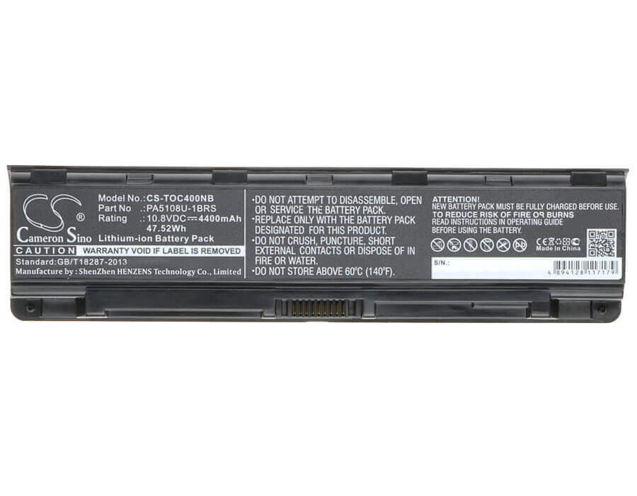 Black Battery For Toshiba Satellite C40-ad05b1, Satellite C40-at15b1, Satellite C40-as20w1 10.8v, 4400mah - 47.52wh Notebook, Laptop Cameron Sino Technology Limited
