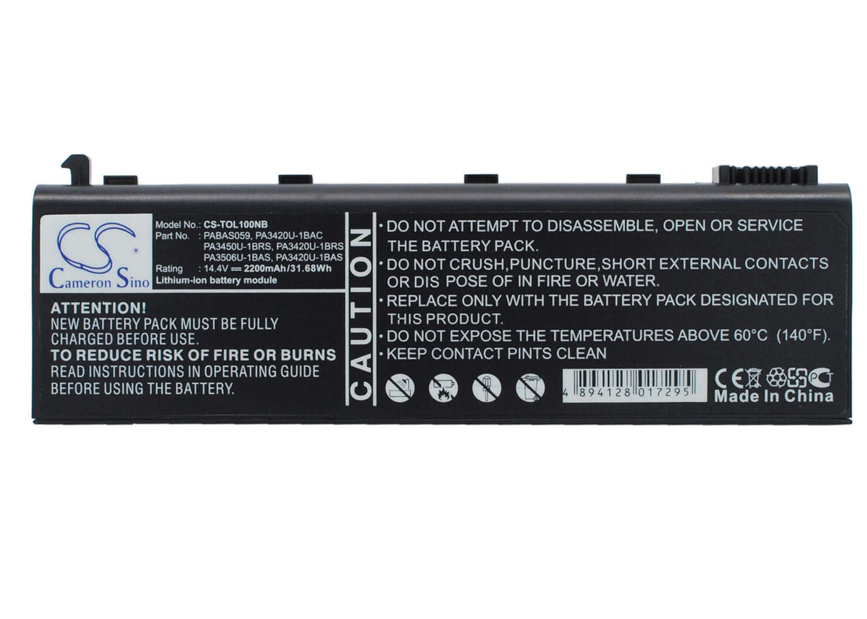 Black Battery For Toshiba Satellite L20-101, Satellite L10-104, Satellite L100-119 14.4v, 2200mah - 31.68wh Notebook, Laptop Cameron Sino Technology Limited