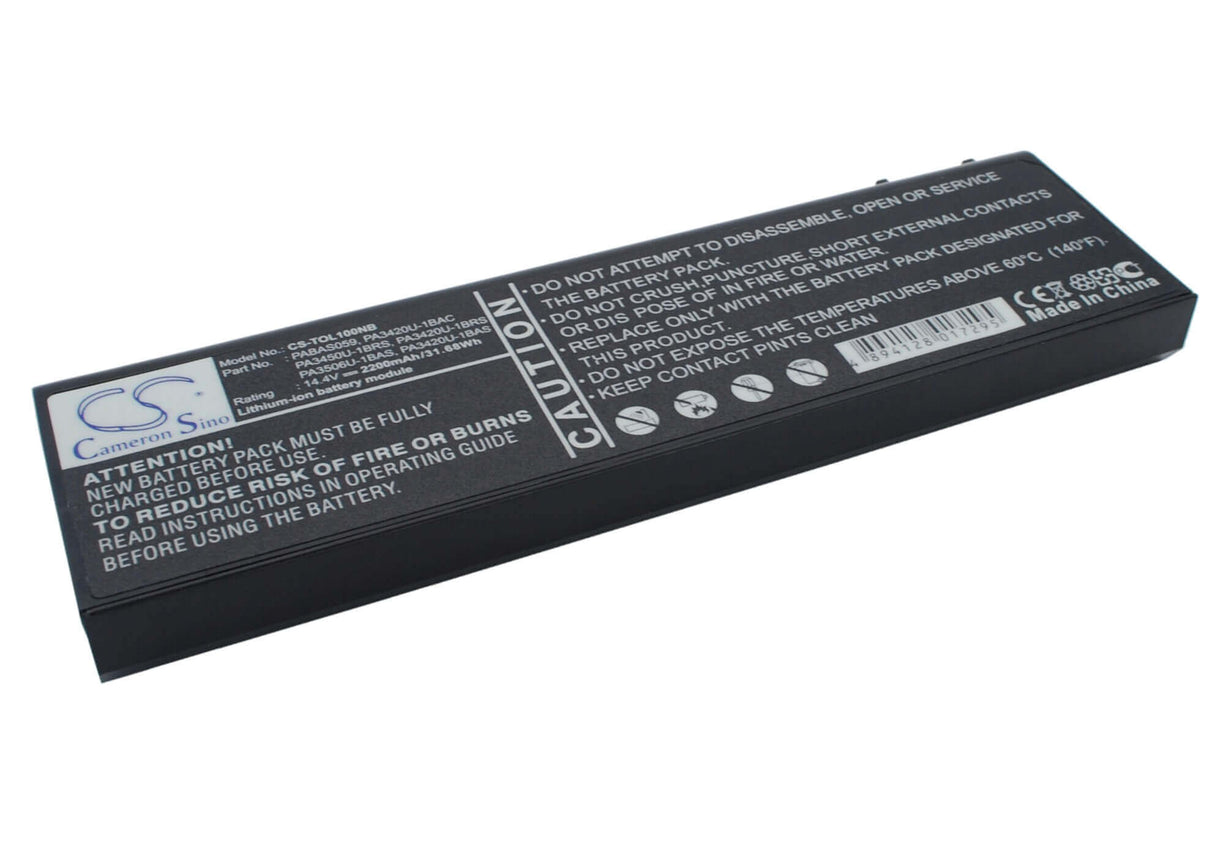 Black Battery For Toshiba Satellite L20-101, Satellite L10-104, Satellite L100-119 14.4v, 2200mah - 31.68wh Notebook, Laptop Cameron Sino Technology Limited