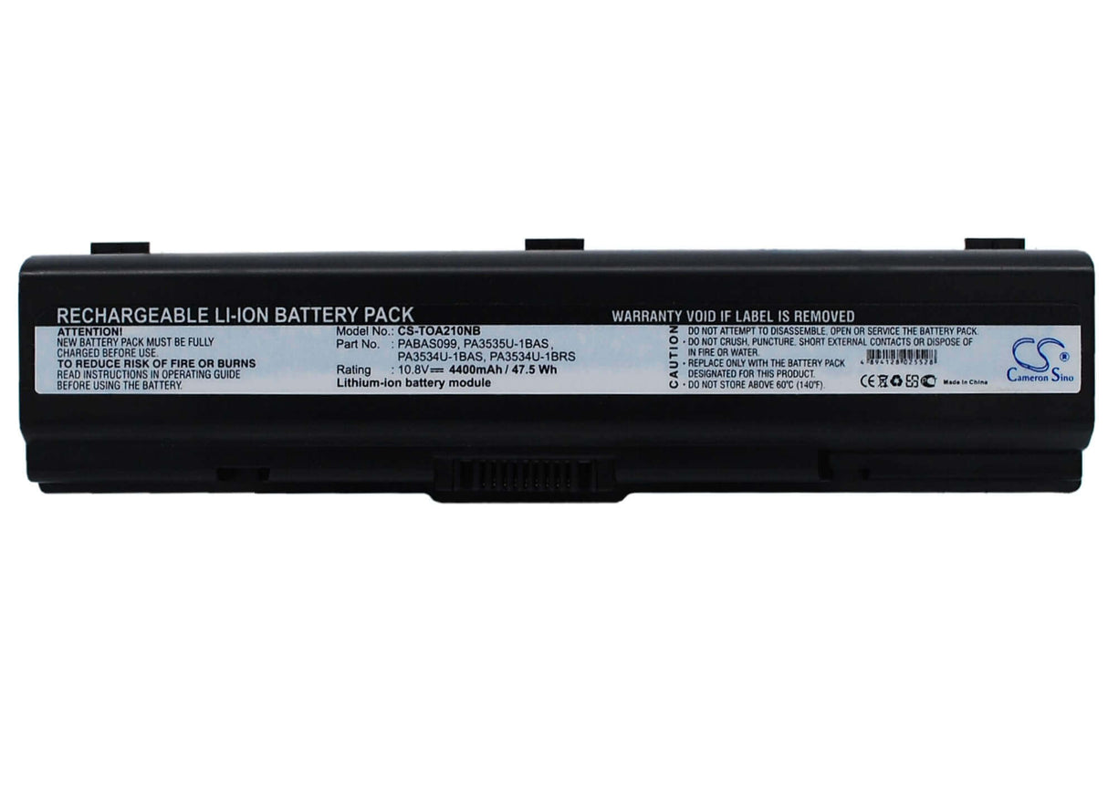 Black Battery For Toshiba Satellite L300-19n, Satellite A300-1db, Satellite Pro A300-1ea 10.8v, 4400mah - 47.52wh Notebook, Laptop Cameron Sino Technology Limited