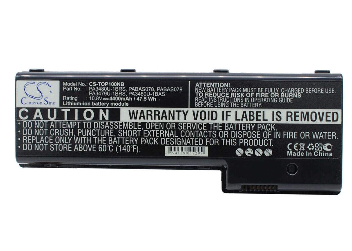 Black Battery For Toshiba Satellite P100-118, Satellite P100-359, Satellite P105-s6134 10.8v, 4400mah - 47.52wh Notebook, Laptop Cameron Sino Technology Limited