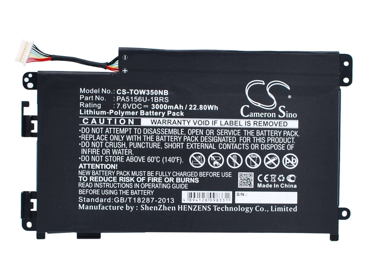 Black Battery For Toshiba Satellite W35click-a3300, Satellite W35dt, Click W35 7.6v, 3000mah - 22.80wh Notebook, Laptop Cameron Sino Technology Limited (Suspended)