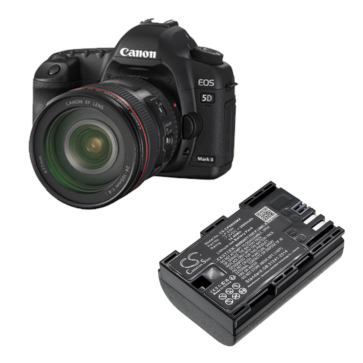 Camera Battery For Canon Eos 5d Mark Ii, 7.2v, 2000mah - 14.40wh Camera Cameron Sino Technology Limited (Camera)