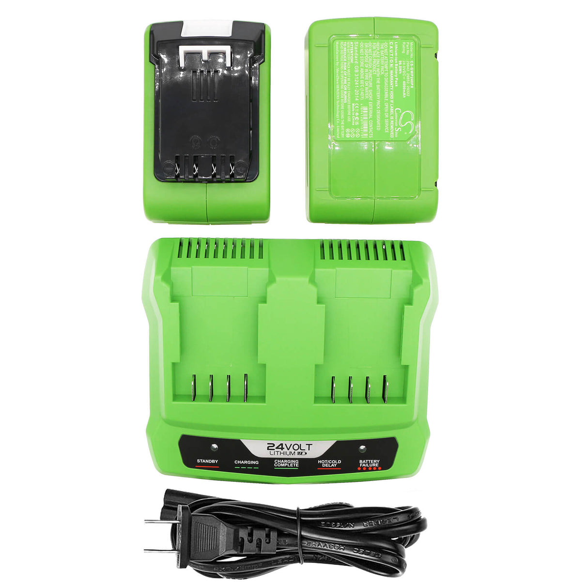 Charger Fits Greenworks 10-inch Cordless Chainsaw 2036, 130mph Cordless G24 Sweeper, 2000007, Power Tools Charger Cameron Sino Technology Limited (Power Tools)