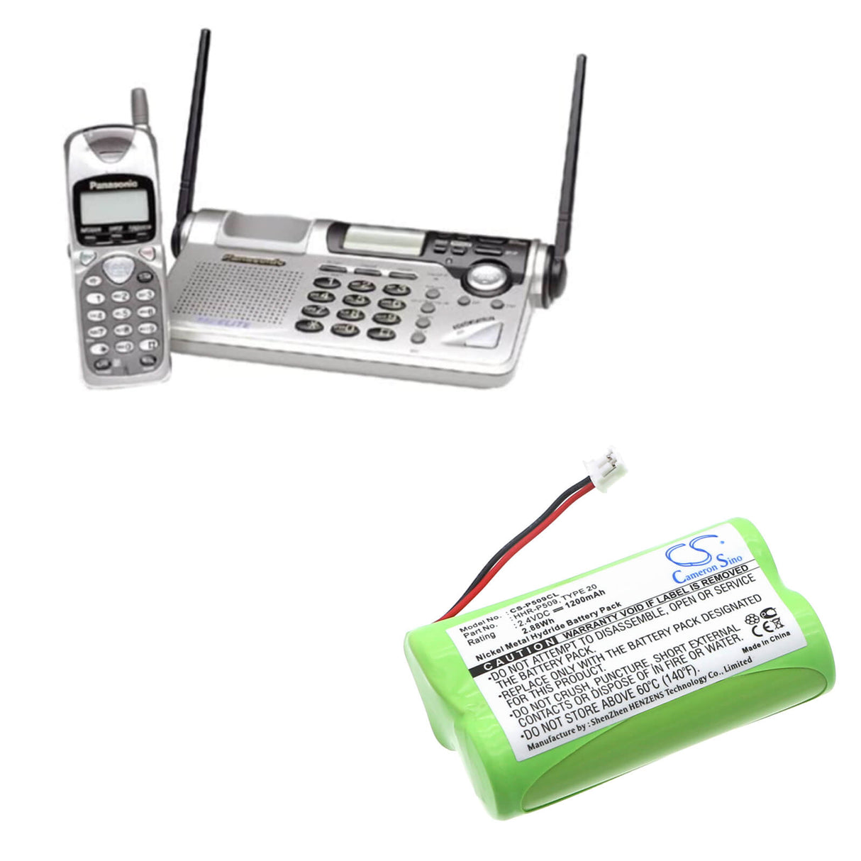 Cordless Phone Battery For Panasonic HHR-P509, HHR-P509A, HHR-15F2G3, 2.4v, 1200mah - 2.88wh Cordless Phone Cameron Sino Technology Limited (Cordless Phone)
