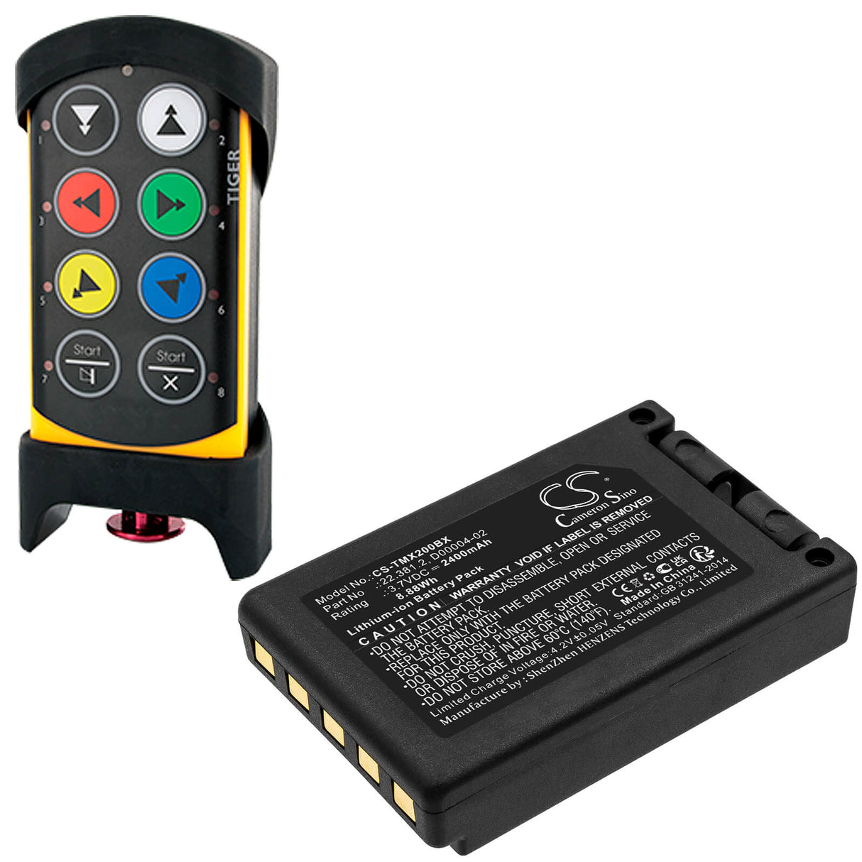 Batterie de grue pour Teleradio, Tg-txmnl, Émetteur Télé Radio Tg-txmnl 3.7v, 2400mah - 8.88wh Télécommande de grue Cameron Sino Technology Limited
