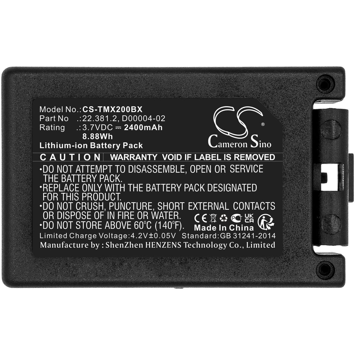 Batterie de grue pour Teleradio, Tg-txmnl, Émetteur Télé Radio Tg-txmnl 3.7v, 2400mah - 8.88wh Télécommande de grue Cameron Sino Technology Limited