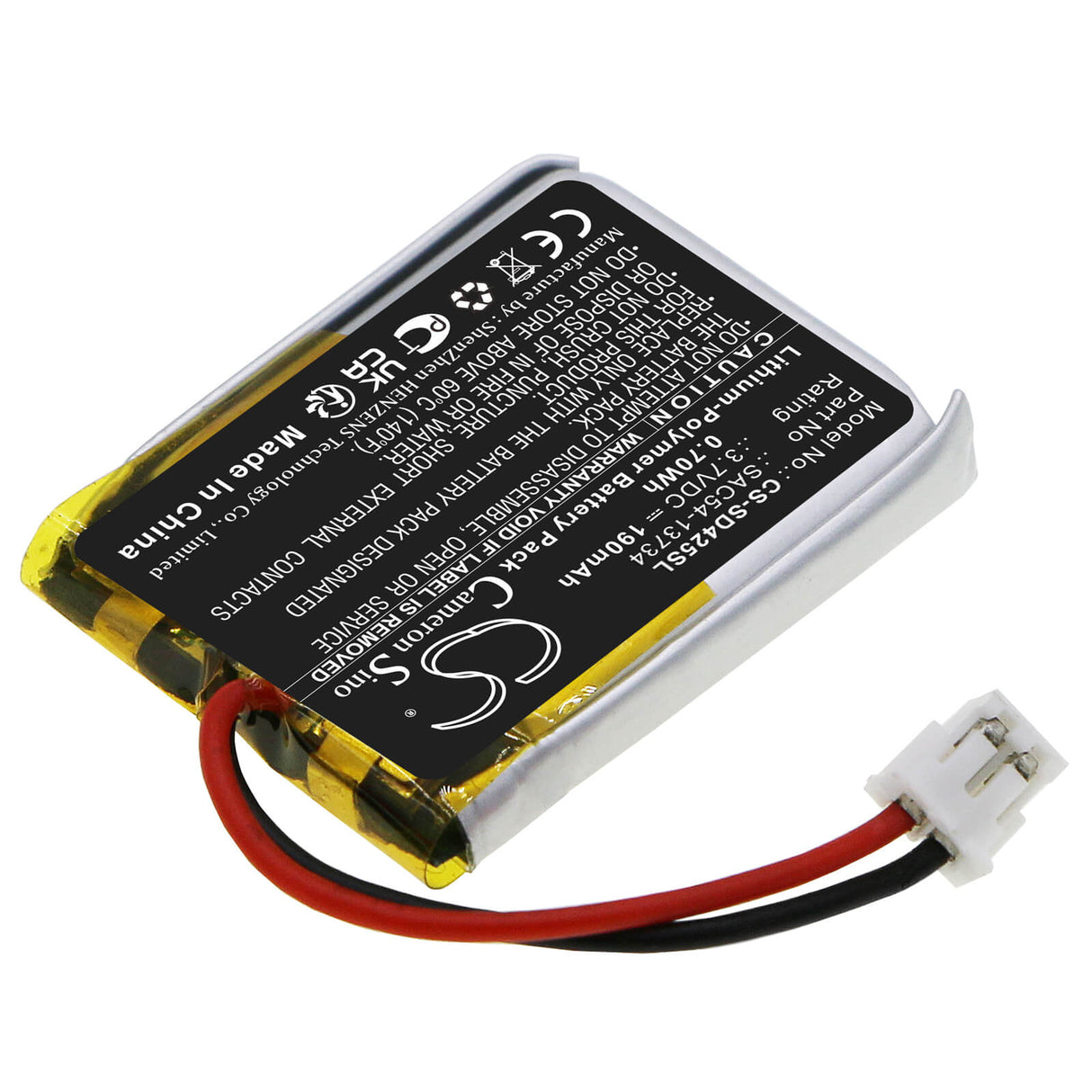 3.7V, Li-Polymer, 190mAh, Dog Collar battery fits Sportdog, Sac54-13734, Fieldtrainer 425, Fieldtrainer 425s, 0.7Wh Dog Collar Cameron Sino Technology Limited