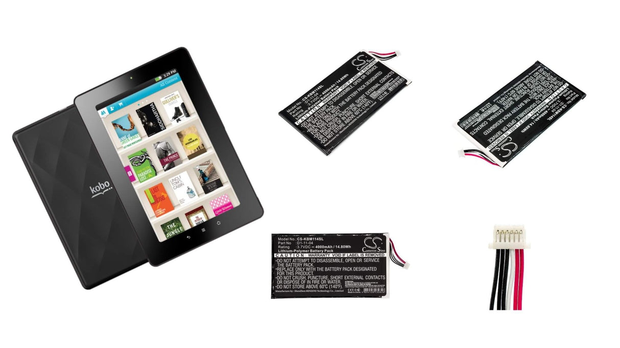 E-Reader battery For Kobo, K080-kdn-b, Vox, D1-11-04 3.7v, 4000mah - 14.80wh E-book, E-reader Cameron Sino Technology Limited