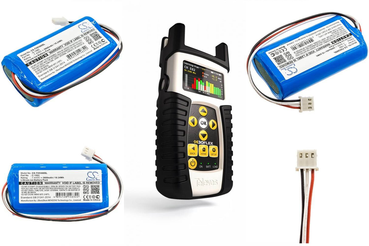 7.4V, Li-ion, 2600mAh, Equipment battery fits Televes, E-1982, H30FLEX, 19.24Wh Equipment, Survey, Test Cameron Sino Technology Limited