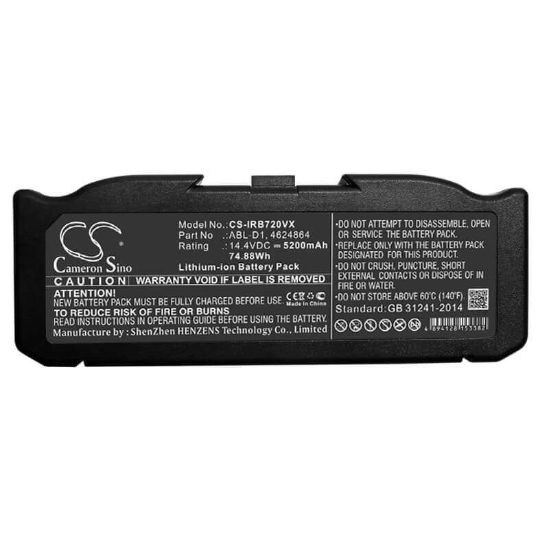Extended vacuum battery For Irobot Roomba E5 I7 Roomba I7 I7+ 14.4v, 5200mah - 74.88wh Vacuum Cameron Sino Technology Limited
