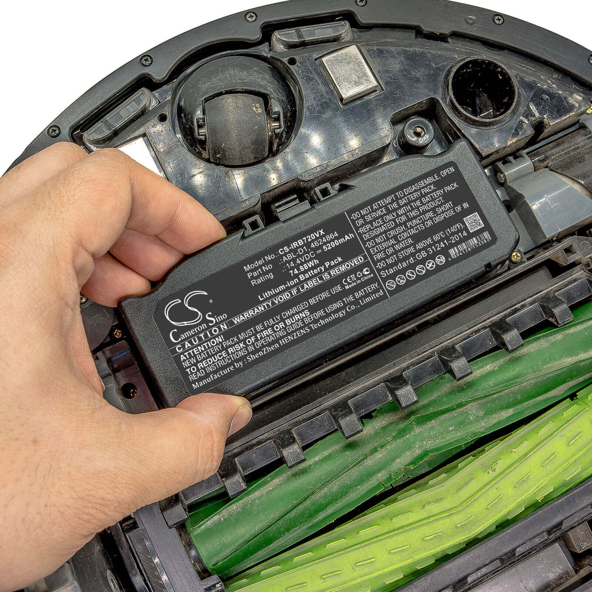Extended vacuum battery For Irobot Roomba E5 I7 Roomba I7 I7+ 14.4v, 5200mah - 74.88wh Vacuum Cameron Sino Technology Limited