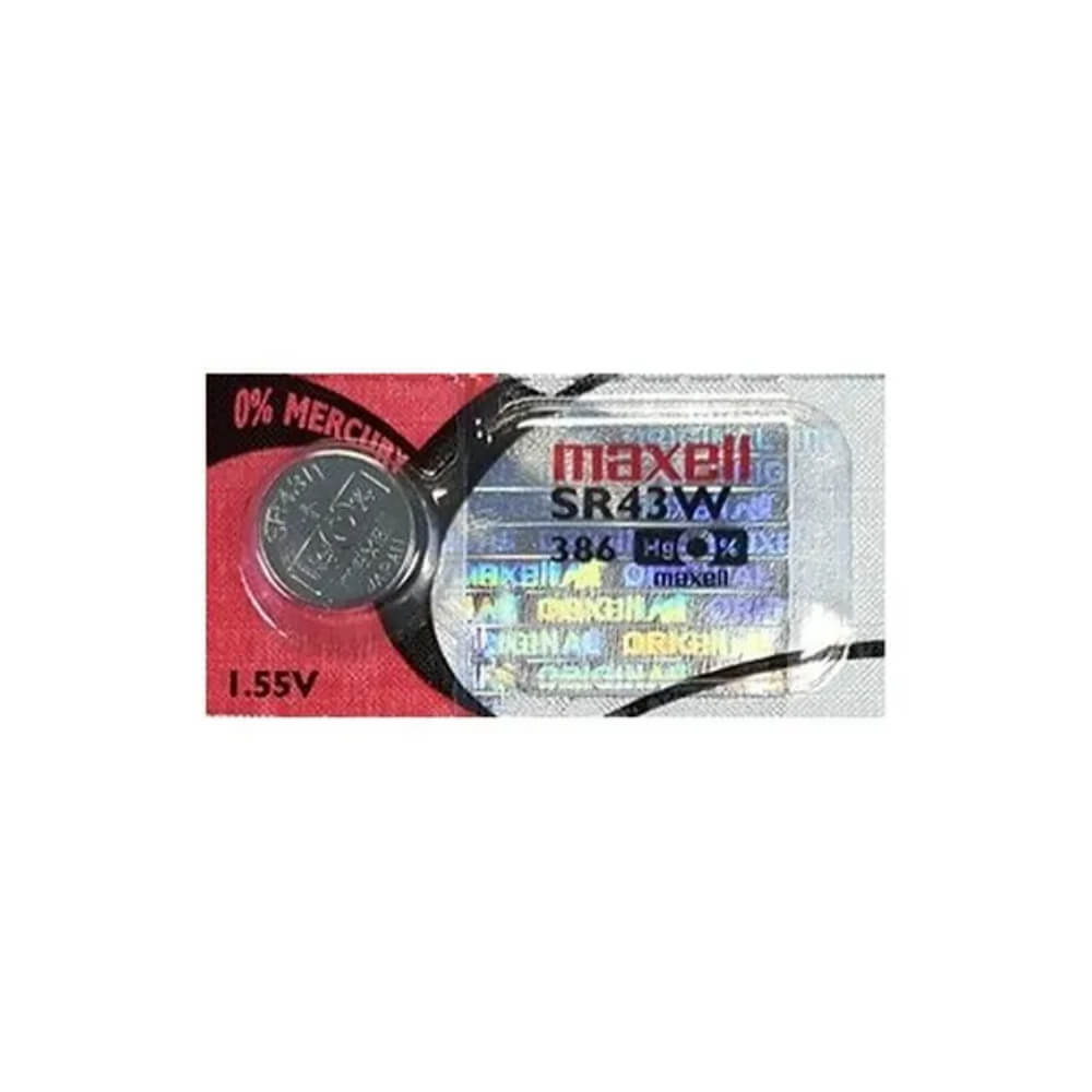 Five Pieces of 386 - Sr43w 1.55 Volt Silver Oxide Battery Replacement Coin Cell Batteries Maxell