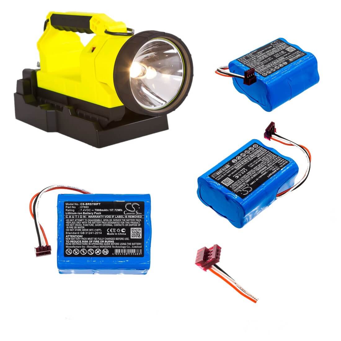 7.4V, Li-ion, 7800mAh, Flashlight battery fits Bright Star, 7880, 7802, 7815, 57.72Wh Flashlight Cameron Sino Technology Limited