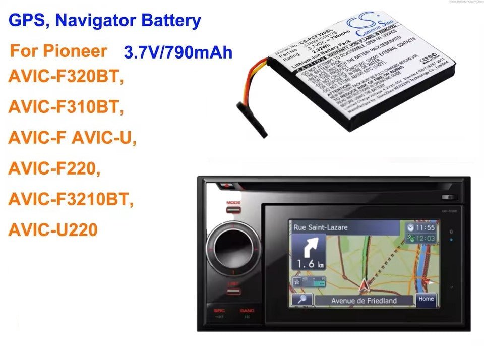 3.7V, Li-ion, 790mAh, GPS battery fits Pioneer, 338937010176, Avic-f Avic-u, Avic-f220, 2.92Wh GPS, Navigator Cameron Sino Technology Limited