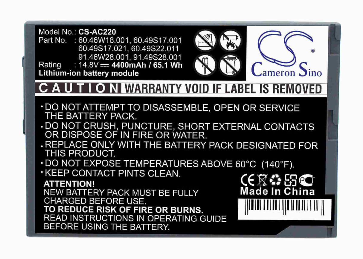 Grey Battery For Acer Travelmate 220, Travelmate 222, Travelmate 234 14.8v, 4400mah - 65.12wh Notebook, Laptop Cameron Sino Technology Limited (Suspended)