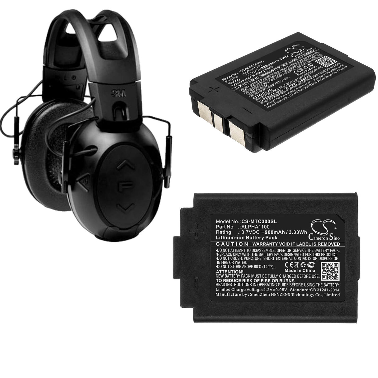 Headset Battery For 3m, Tac300, Tac300-oth, Tac500 3.7v, 900mah - 3.33wh Wireless Headset Cameron Sino Technology Limited