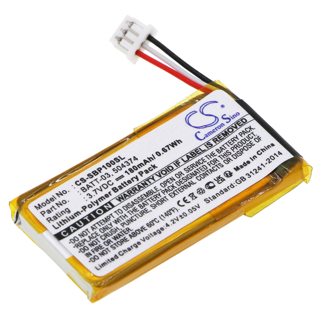 BATT-03 Headset Battery For Sennheiser Officerunner, Dw Office, Pro 1 3.7v, 180mah - 0.67wh Wireless Headset Cameron Sino Technology Limited