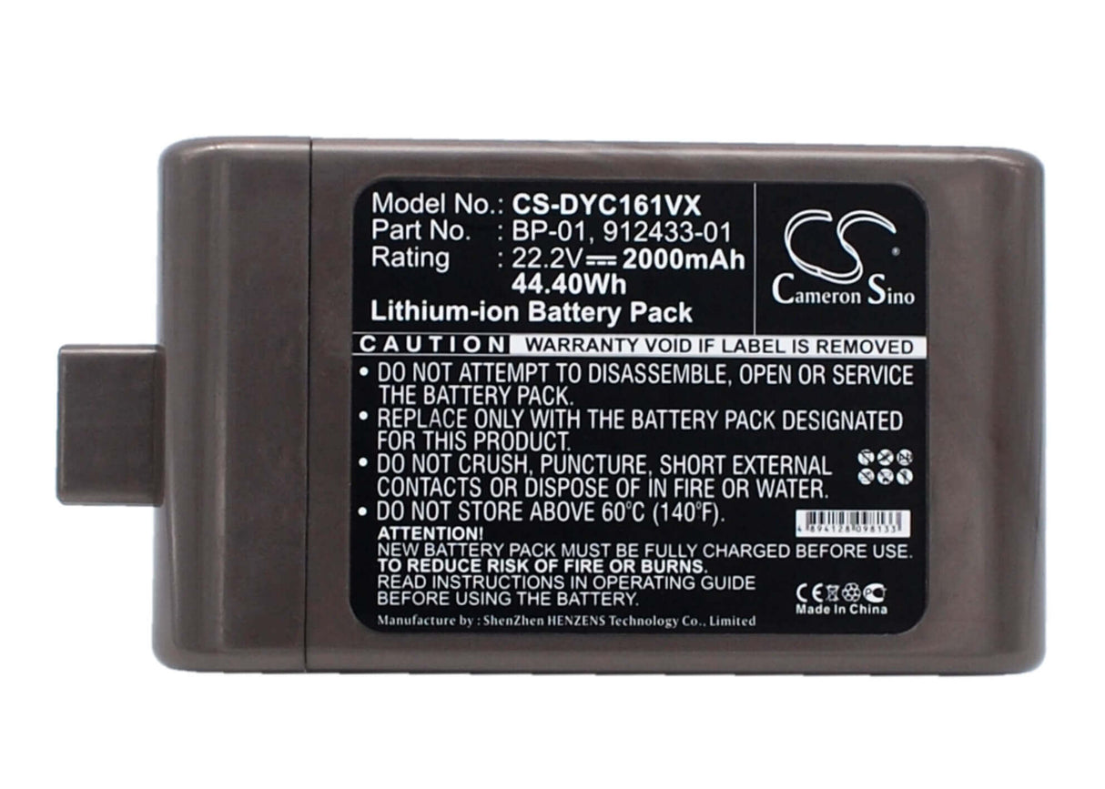 22.2V, Li-ion, 2000mAh, Vacuum battery fits Dyson, D12 Cordless Vacuum, Dc16, Dc-16, 44.40Wh Vacuum Cameron Sino Technology Limited