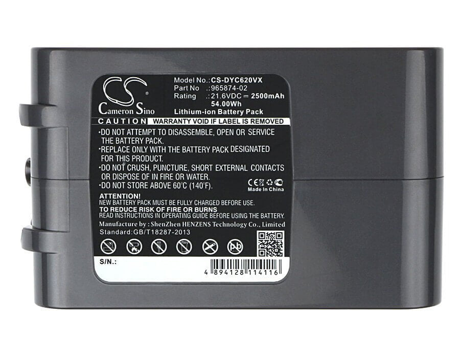 Batterie haute capacité pour aspirateur Dyson V6, Dc72 Animal, Dc61, Dc62, Dc58 21.6v, 2500mah - 54.00wh Aspirateur Cameron Sino Technology Limited