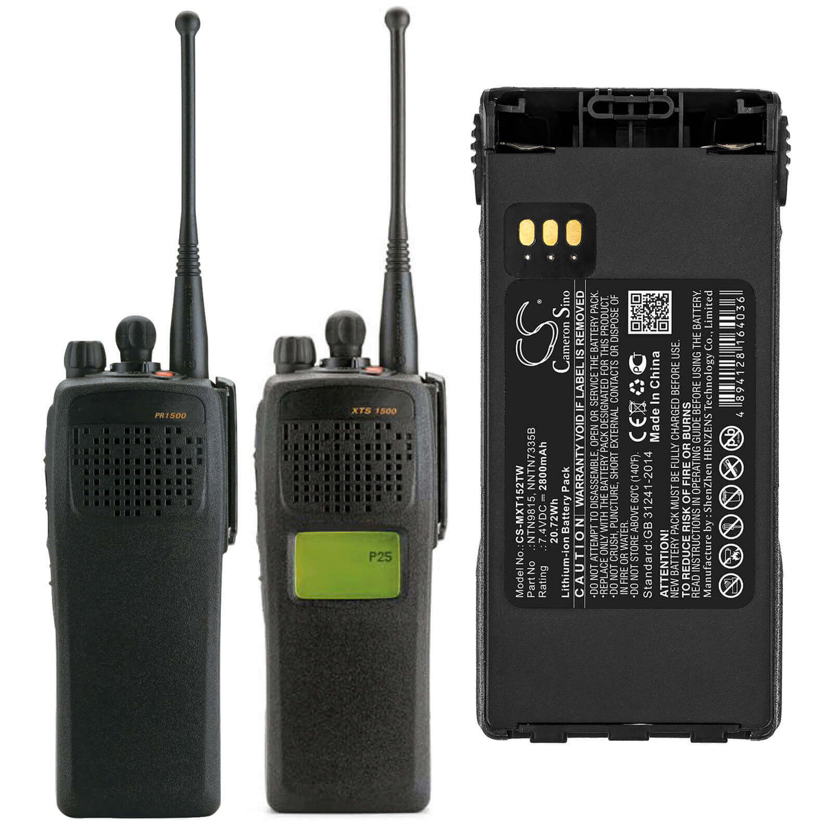 Li-ion Two-Way Radio Battery For Motorola, Mt1500, Nt1500, Pr1500, Radius 7.4v, 2800mah - 20.72wh Two-Way Radio Cameron Sino Technology Limited