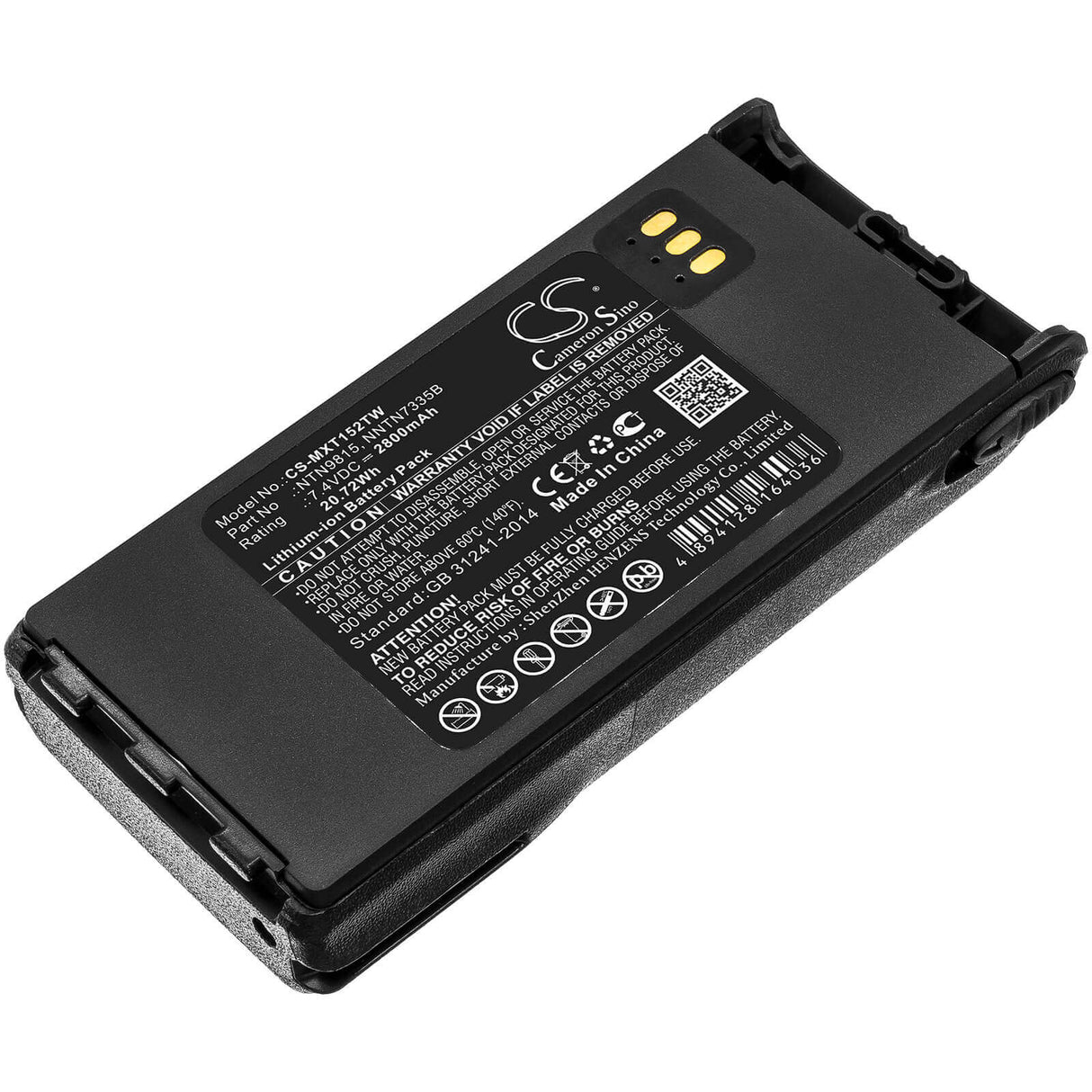 Li-ion Two-Way Radio Battery For Motorola, Mt1500, Nt1500, Pr1500, Radius 7.4v, 2800mah - 20.72wh Two-Way Radio Cameron Sino Technology Limited