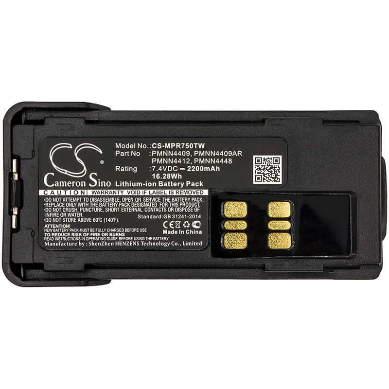 Batterie Li-ion pour modèles de radios bidirectionnelles Motorola Trbo, Xpr7550, Xpr7350 7.4v, 2200mah - 16.28wh Radio bidirectionnelle Cameron Sino Technology Limited
