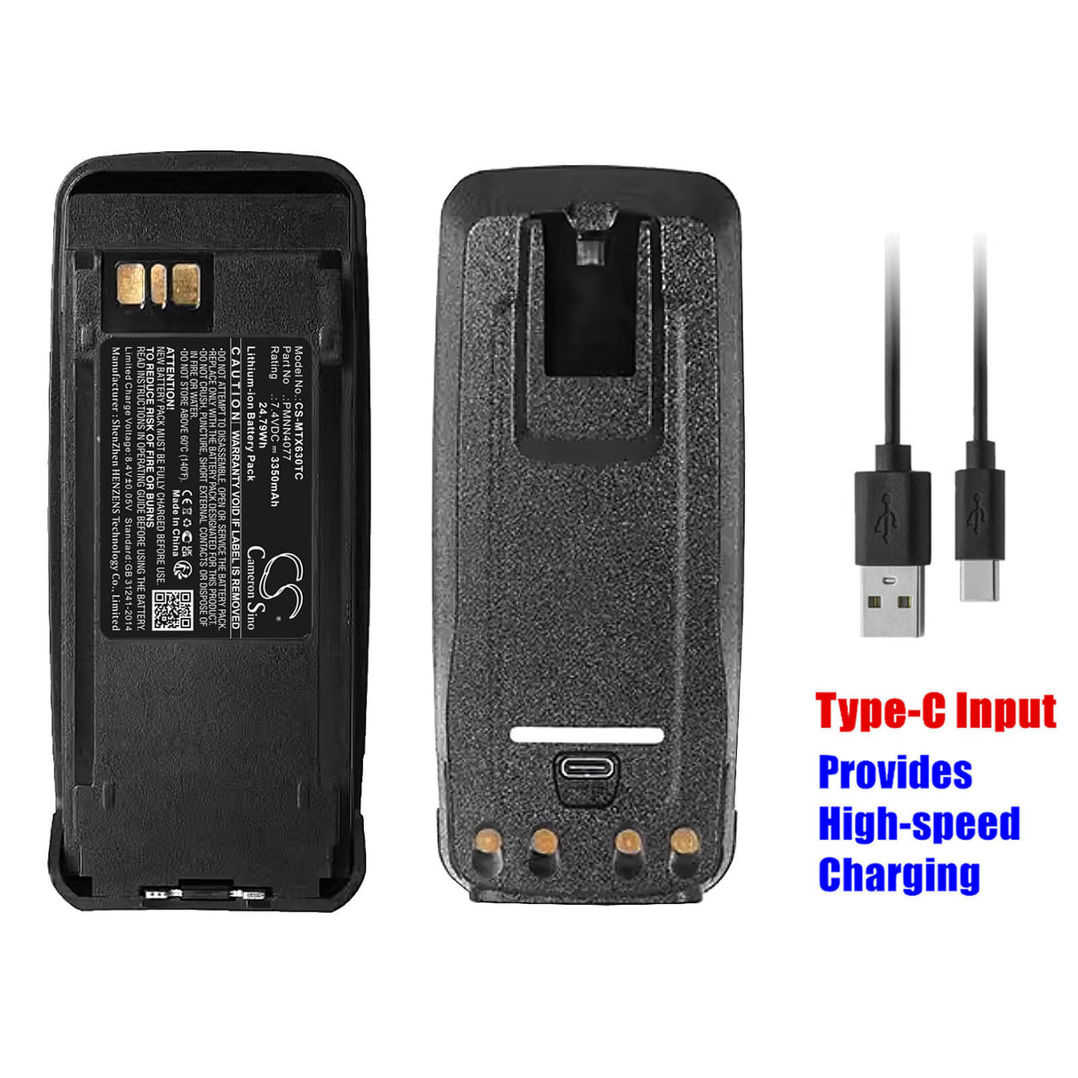 7.4V, Li-ion, 3350mAh, Two-Way Radio battery fits Vertex, Motorola, Nntn4066, Dgp4150, Dgp4150+, 24.79Wh Two-Way Radio Cameron Sino Technology Limited