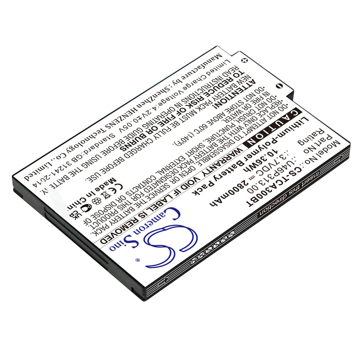 Li-Polymer, Alarm Battery For Technicolor, Tca300com 3.7v, 2800mah - 10.36wh Alarm System Cameron Sino Technology Limited