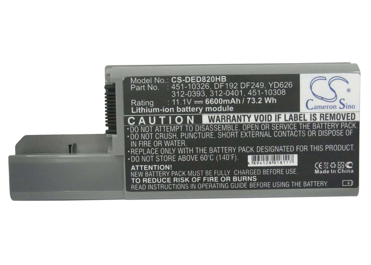 Metallic Grey Battery For Dell Latitude D531, Latitude D820/830, Precision M65 11.1v, 6600mah - 73.26wh Notebook, Laptop Cameron Sino Technology Limited