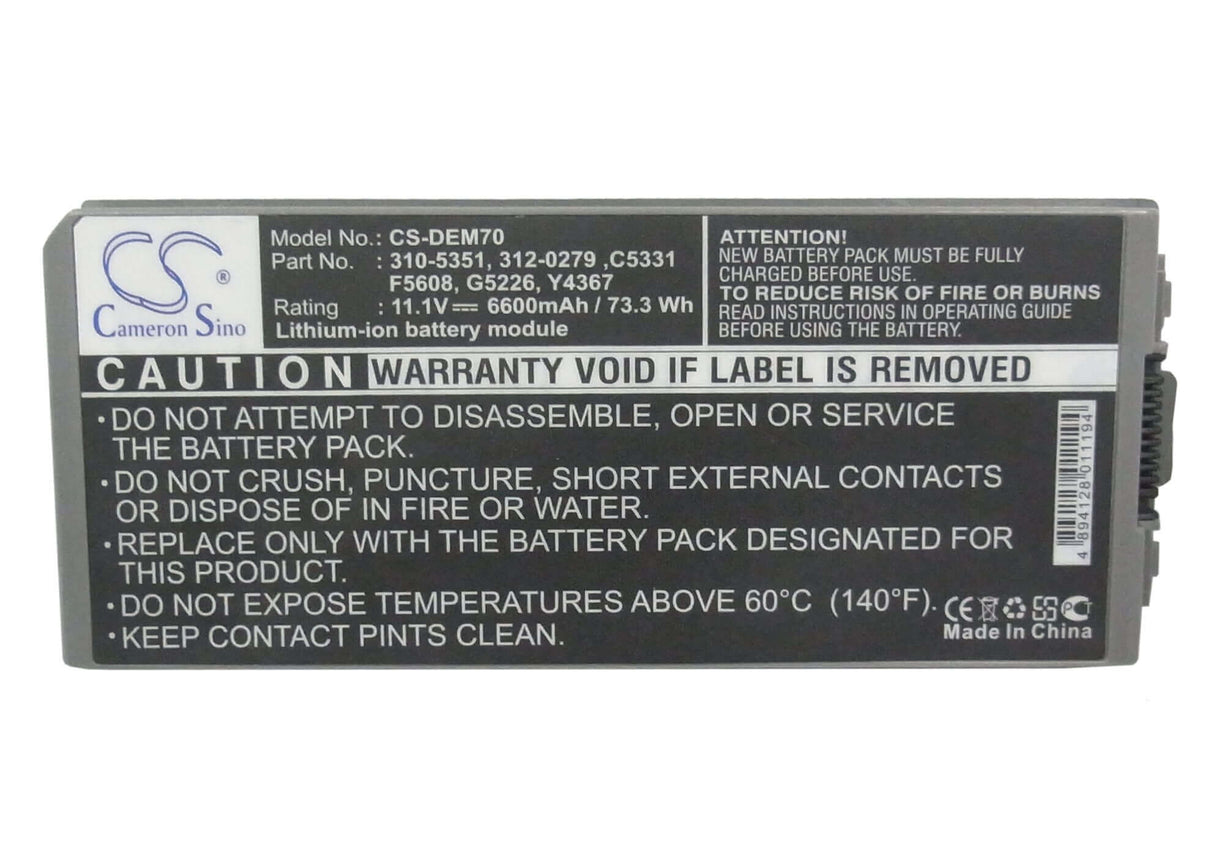 Metallic Grey Battery For Dell Latitude D810, Precision M70 11.1v, 4400mah - 48.84wh Notebook, Laptop Cameron Sino Technology Limited