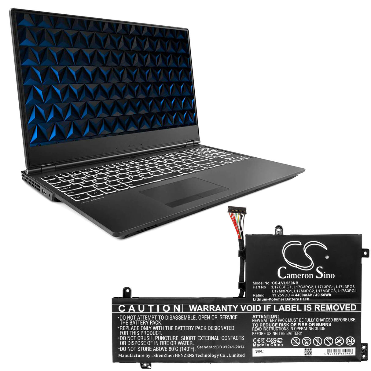 Notebook Battery For Lenovo, Legion Y530, Legion Y7000 11.34v, 4400mah - 49.90wh Notebook, Laptop Cameron Sino Technology Limited