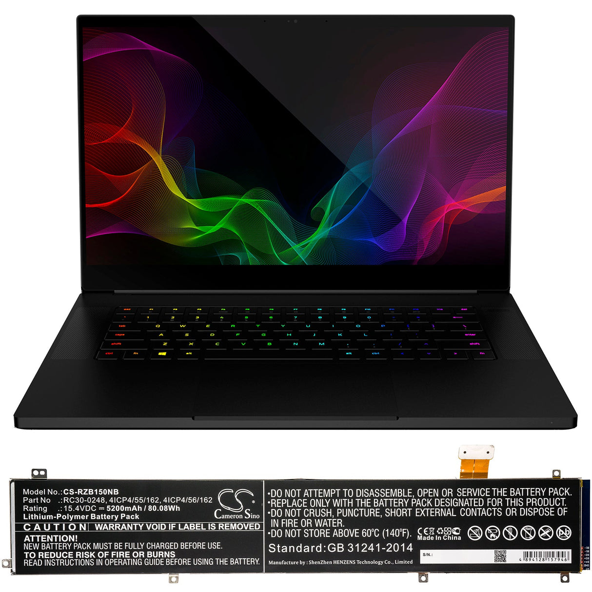 Notebook Battery For Razer, Blade 15, Blade 15 1070 Gtx 2018, Blade 15 2018 15.4v, 5200mah - 80.08wh Notebook, Laptop Cameron Sino Technology Limited