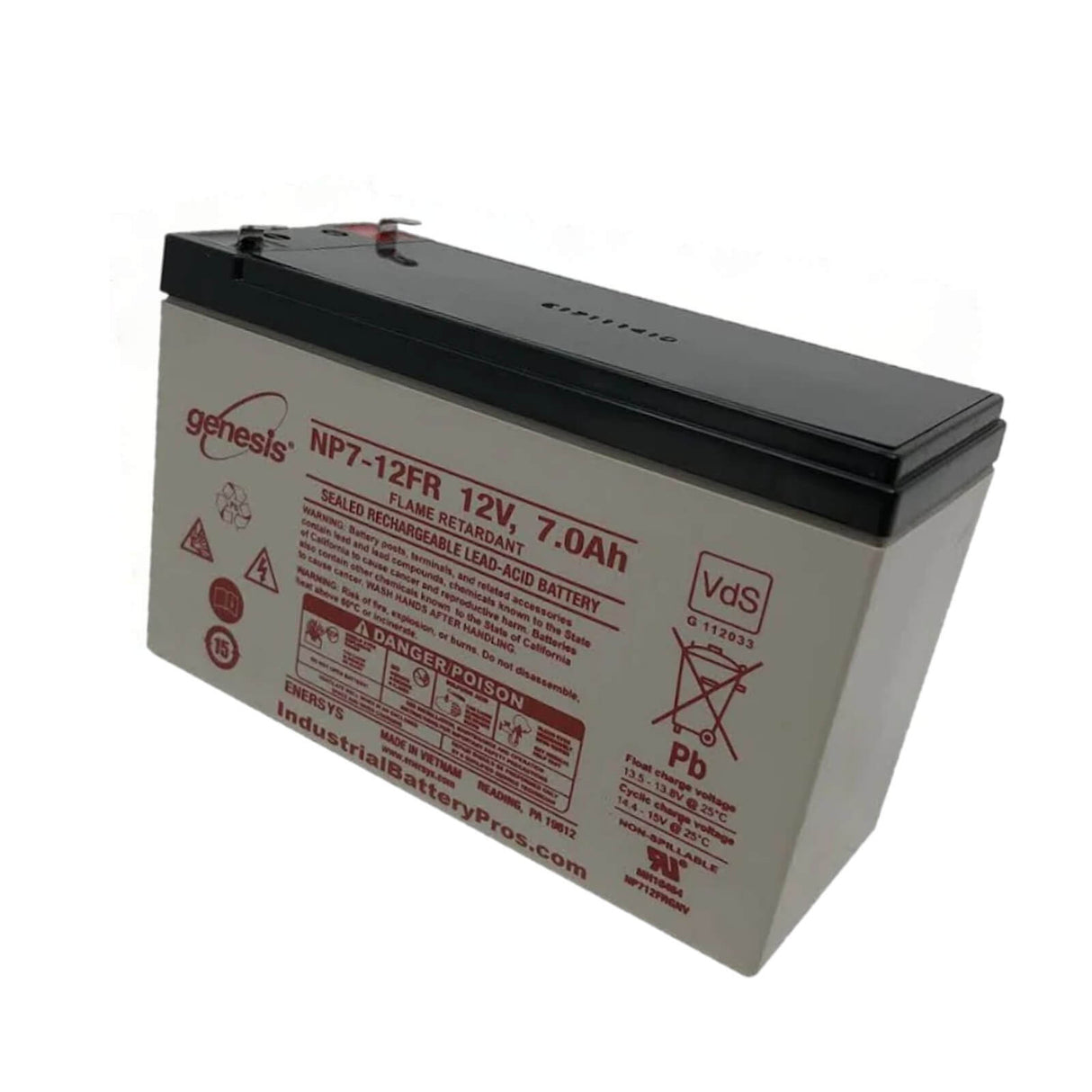 NP7-12FR Battery with Flame Retardant Case from Enersys Genesis (F1) Sealed Lead Acid (Special) Enersys