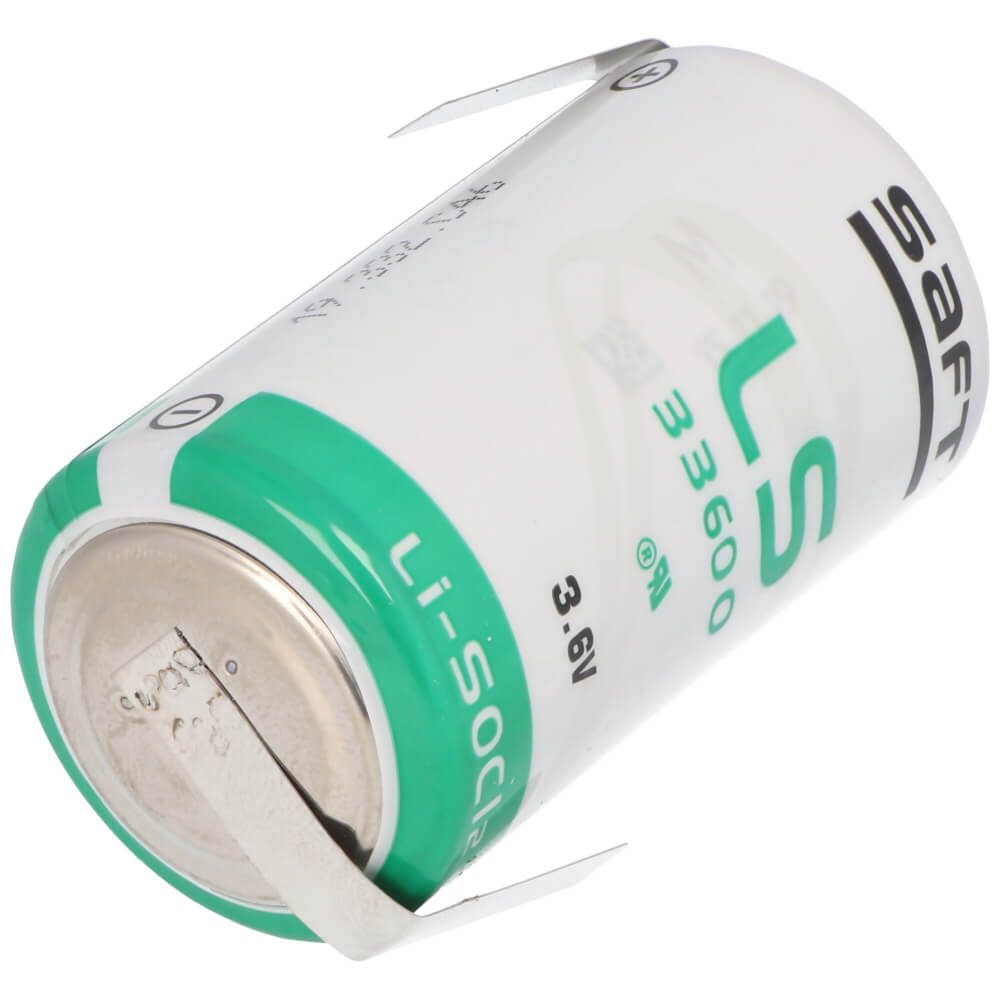 Batterie Saft Ls33600 3,6v 17000mah avec languettes opposées de taille D Batteries Saft Batteries Saft Lithium